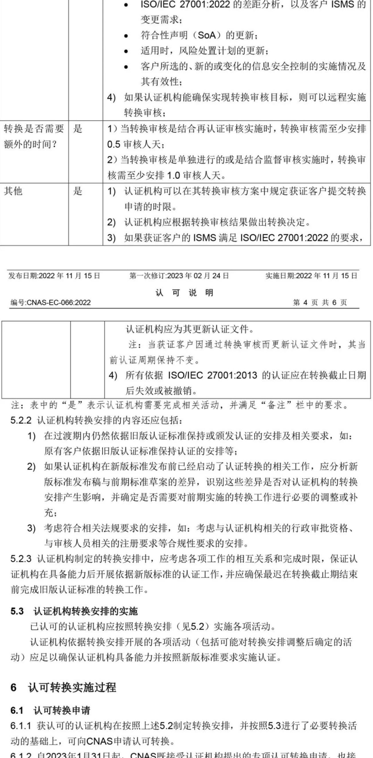 ISO/IEC  27001:2022 标准换版相关认可文件